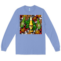 Colony Blue beer bottles with golden snow Long Sleeve Tee - AdoDesignShop