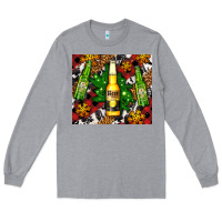 Heather Grey beer bottles with golden snow Long Sleeve Tee - AdoDesignShop