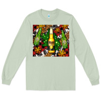 Matcha beer bottles with golden snow Long Sleeve Tee - AdoDesignShop