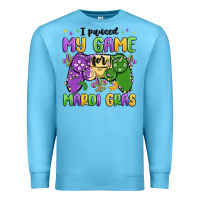 Ocean Blue i paused my game for mardi gras Premium Sweatshirt - MaliasSmallBusiness