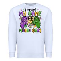 White i paused my game for mardi gras Premium Sweatshirt - MaliasSmallBusiness