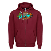 Burgundy western cowboy and hat with cactus and cowhide Zipper Hoodie - Artiststas
