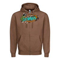 Chestnut western cowboy and hat with cactus and cowhide Zipper Hoodie - Artiststas