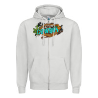 Dove Grey western cowboy and hat with cactus and cowhide Zipper Hoodie - Artiststas
