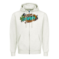 Oatmeal Heather western cowboy and hat with cactus and cowhide Zipper Hoodie - Artiststas