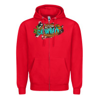 Red western cowboy and hat with cactus and cowhide Zipper Hoodie - Artiststas
