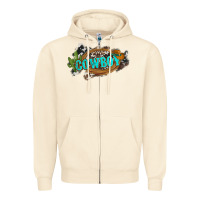 Sandshell western cowboy and hat with cactus and cowhide Zipper Hoodie - Artiststas