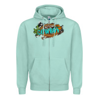 Seafoam western cowboy and hat with cactus and cowhide Zipper Hoodie - Artiststas