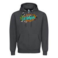 Smoke western cowboy and hat with cactus and cowhide Zipper Hoodie - Artiststas