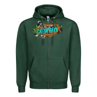 Sports Green western cowboy and hat with cactus and cowhide Zipper Hoodie - Artiststas