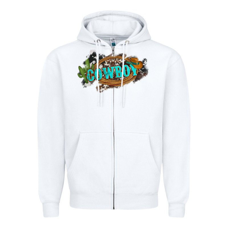 Western Cowboy And Hat With Cactus And Cowhide Zipper Hoodie by Artiststas | Teevron