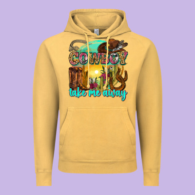 Cowboy Take Me Away Vintage Hoodie Designed By Zillion Design Studio