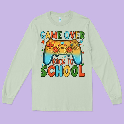 Game Over Back To School Long Sleeve Tee Designed By Jahusdesignshop