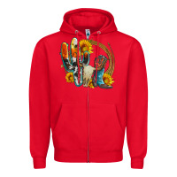 Red western cactus bullskull and boots with sunflowers and serape leopard Zipper Hoodie - Artiststas