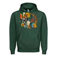 Sports Green western cactus bullskull and boots with sunflowers and serape leopard Zipper Hoodie - Artiststas