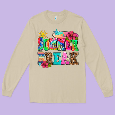 Summer Break Long Sleeve Tee Designed By Adodesignshop