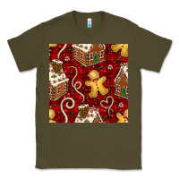 Army Green christmas gingerbread cookie house seamless pattern Classic Tee - BundleAndBundleShop