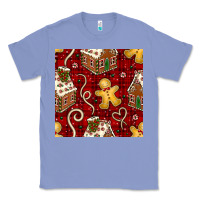 Colony Blue christmas gingerbread cookie house seamless pattern Classic Tee - BundleAndBundleShop