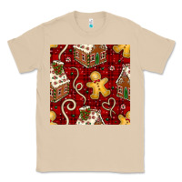 Mushroom christmas gingerbread cookie house seamless pattern Classic Tee - BundleAndBundleShop