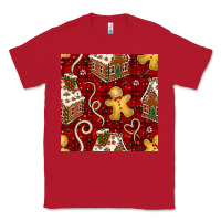 Red christmas gingerbread cookie house seamless pattern Classic Tee - BundleAndBundleShop