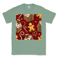 Sage christmas gingerbread cookie house seamless pattern Classic Tee - BundleAndBundleShop