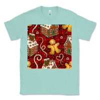 Seafoam christmas gingerbread cookie house seamless pattern Classic Tee - BundleAndBundleShop