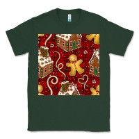Sports Green christmas gingerbread cookie house seamless pattern Classic Tee - BundleAndBundleShop