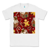 White christmas gingerbread cookie house seamless pattern Classic Tee - BundleAndBundleShop