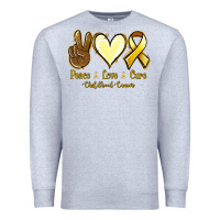Heather Grey Peace love cure Bone Cancer Premium Sweatshirt - NancyCooperArtShop