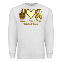 Oatmeal Heather Peace love cure Bone Cancer Premium Sweatshirt - NancyCooperArtShop