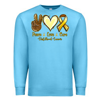 Ocean Blue Peace love cure Bone Cancer Premium Sweatshirt - NancyCooperArtShop