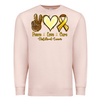 Pale Pink Peace love cure Bone Cancer Premium Sweatshirt - NancyCooperArtShop