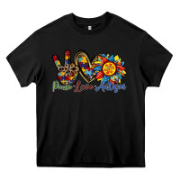 Black peace love autism sunflower Heavy Core Tee - RacoonDesign