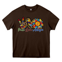 Chocolate Brown peace love autism sunflower Heavy Core Tee - RacoonDesign