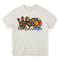 Cream peace love autism sunflower Heavy Core Tee - RacoonDesign