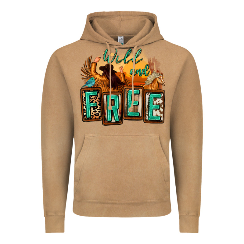 Wild And Free Cowgirl Horse Desert Vintage Hoodie by Zillion Design Studio | Teevron