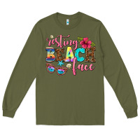 Army Green resting beach face Long Sleeve Tee - AdoDesignShop