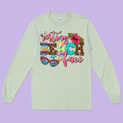Resting Beach Face Long Sleeve Tee Designed By Adodesignshop