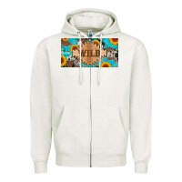 Oatmeal Heather western wild and sunflower leopard turquoise cowhide licanse plate Zipper Hoodie - Artiststas