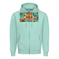 Western Wild And Sunflower Leopard Turquoise Cowhide Licanse Plate Zipper Hoodie | Teevron