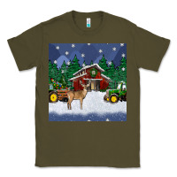 Army Green christmas town and farm tractor seamless pattern Classic Tee - BundleAndBundleShop