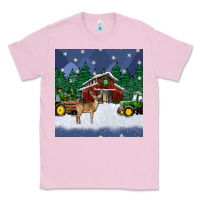Bubblegum Pink christmas town and farm tractor seamless pattern Classic Tee - BundleAndBundleShop