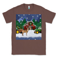 Chestnut christmas town and farm tractor seamless pattern Classic Tee - BundleAndBundleShop