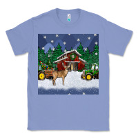 Colony Blue christmas town and farm tractor seamless pattern Classic Tee - BundleAndBundleShop