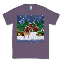 Lavender christmas town and farm tractor seamless pattern Classic Tee - BundleAndBundleShop