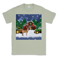 Matcha christmas town and farm tractor seamless pattern Classic Tee - BundleAndBundleShop