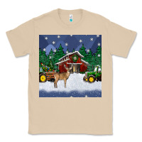 Mushroom christmas town and farm tractor seamless pattern Classic Tee - BundleAndBundleShop