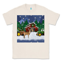 Natural christmas town and farm tractor seamless pattern Classic Tee - BundleAndBundleShop