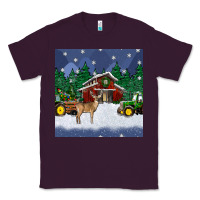Plum christmas town and farm tractor seamless pattern Classic Tee - BundleAndBundleShop