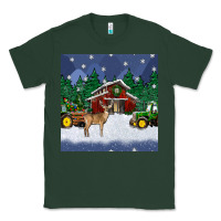 Sports Green christmas town and farm tractor seamless pattern Classic Tee - BundleAndBundleShop